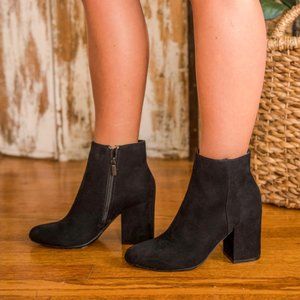 Womens Black Suede Ankle Boots